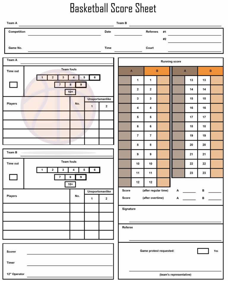 Free Printable Basketball Score Sheets For Basketball Leagues Printerfriendly