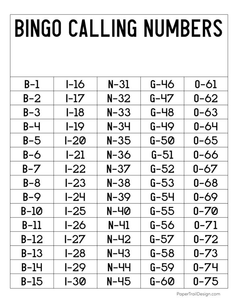 Free Printable Bingo Cards Paper Trail Design Worksheets Library