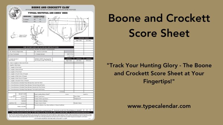 Free Printable Boone And Crockett Score Sheet PDF Mule Deer