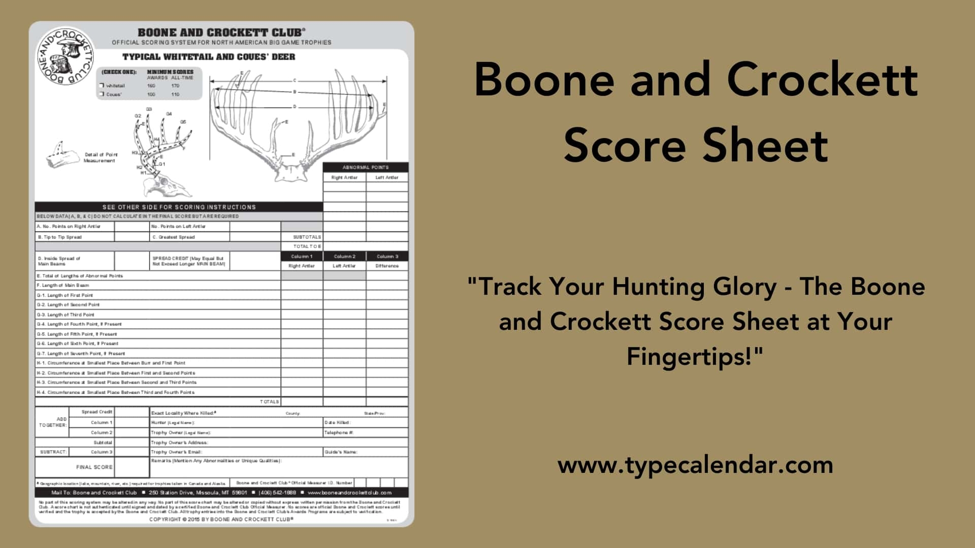Free Printable Boone And Crockett Score Sheet PDF Mule Deer Free Printable Boone And Crockett Score Sheet PDF Mule Deer