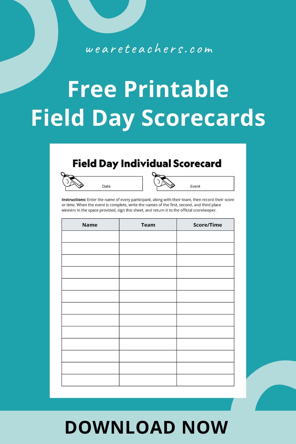 Free Printable Field Day Scorecards