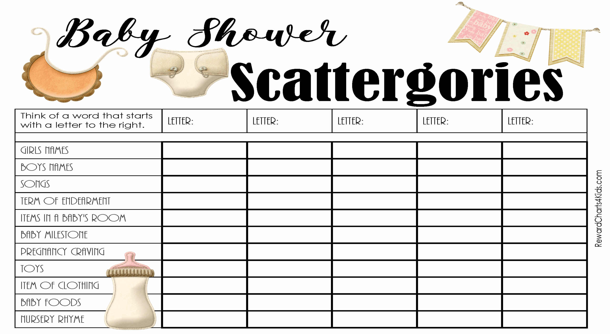 Free Printable Scattergories Score Sheets