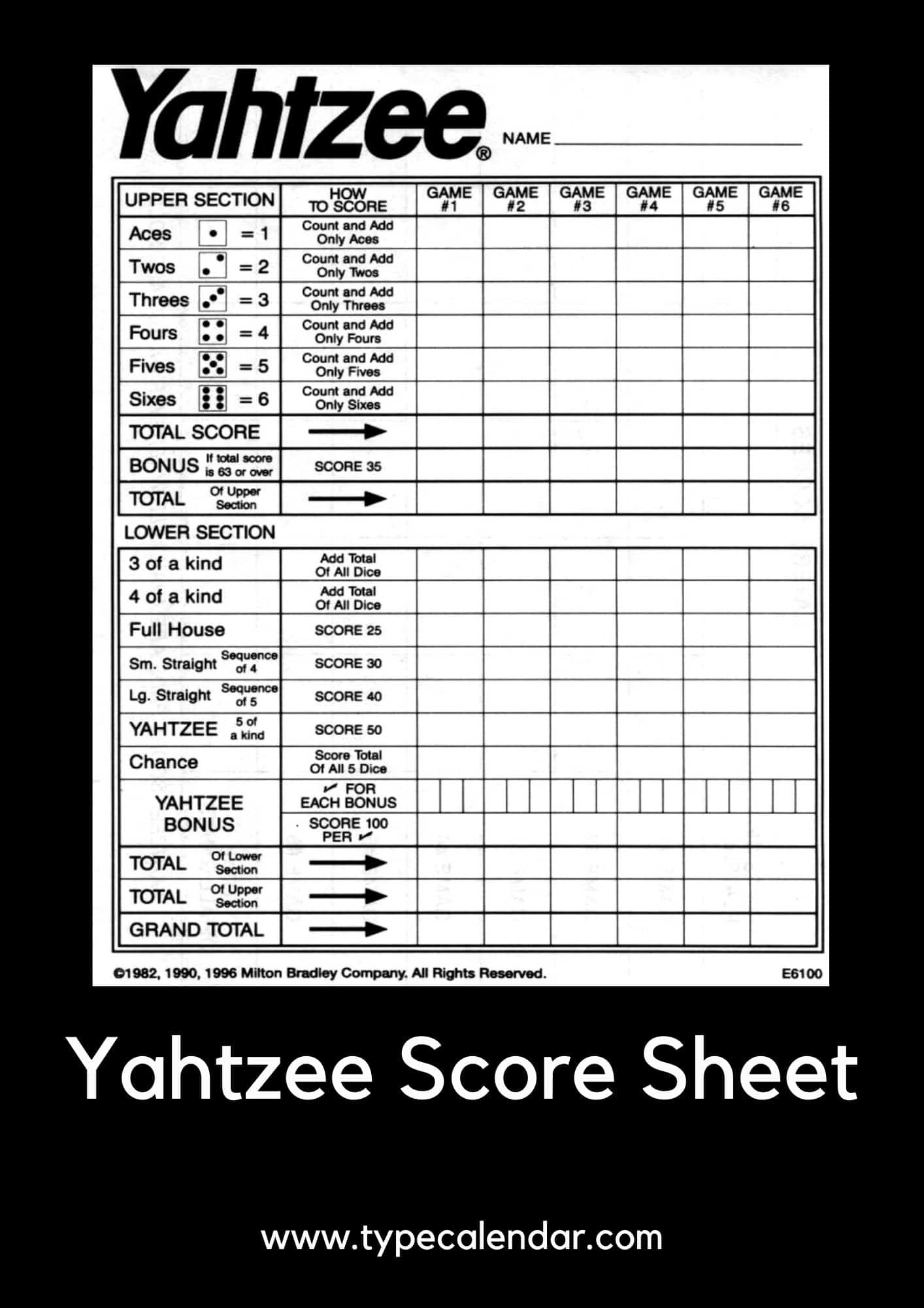 Free Yahtzee Score Sheets To Print Free Yahtzee Score Sheets To Print