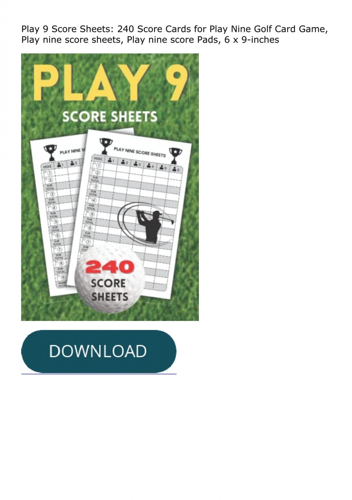 FREE READ PDF Play 9 Score Sheets 240 Score Cards For Play Nine 