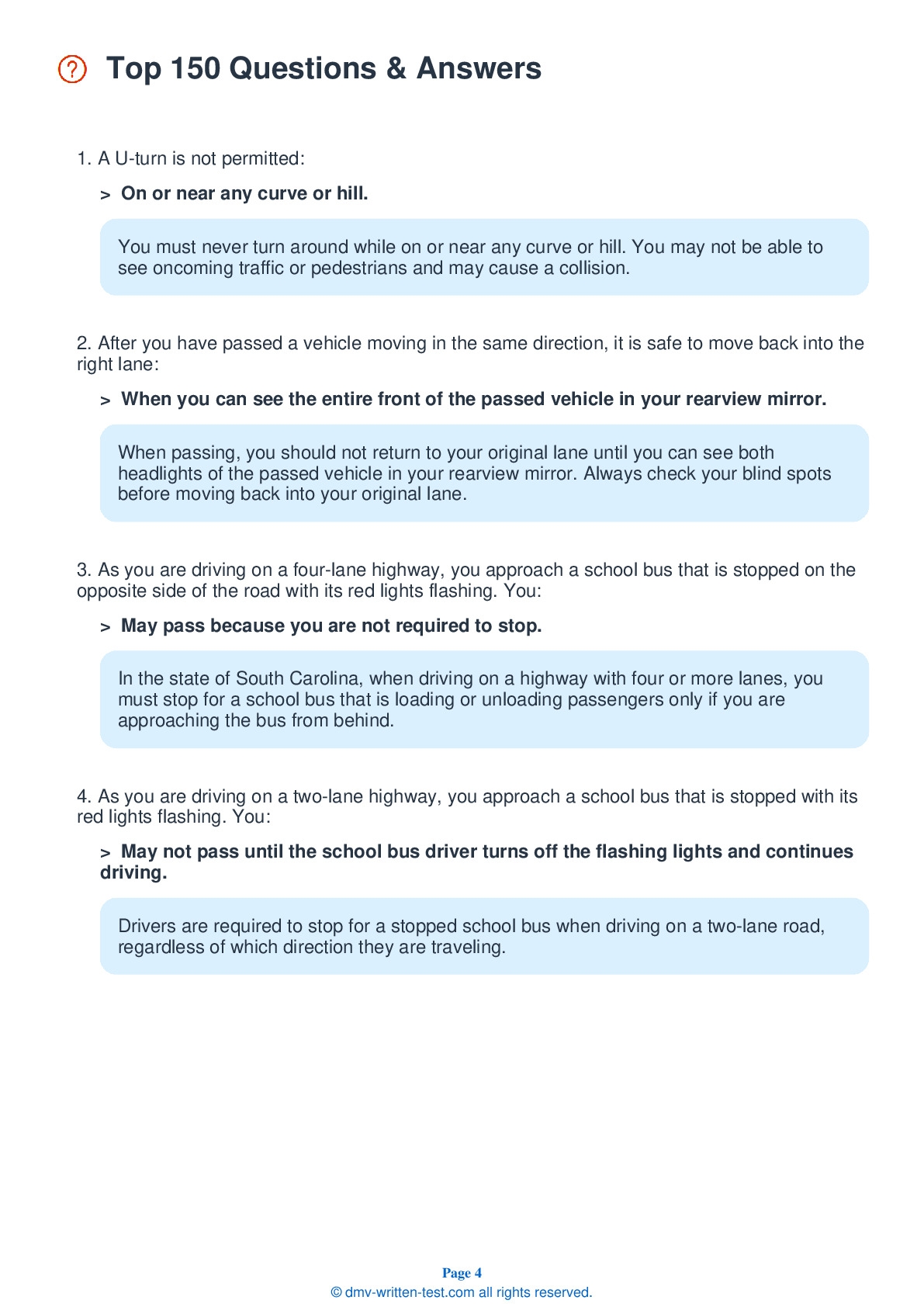 FREE South Carolina Permit Test Real 2025 DMV Test Questions