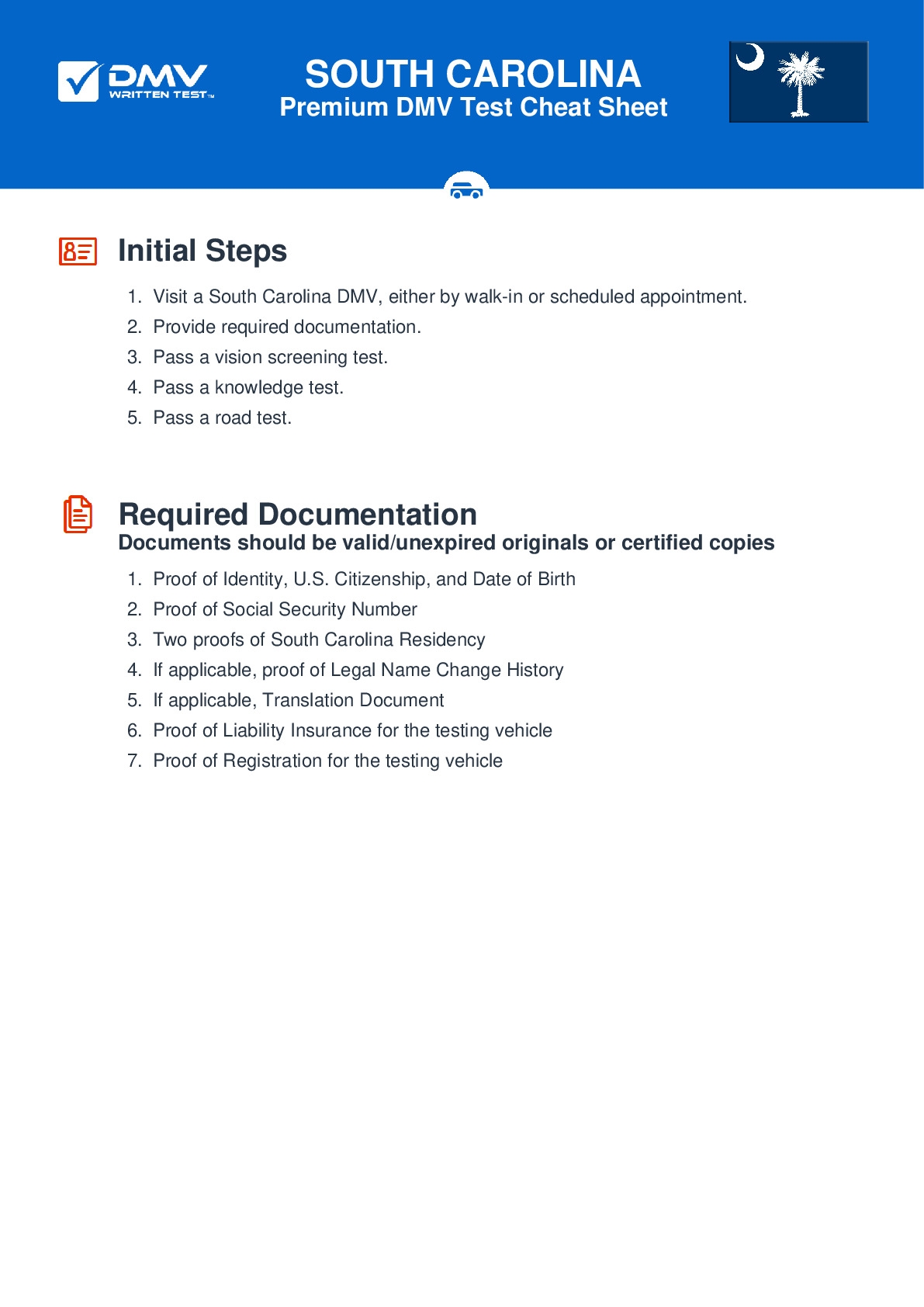 FREE South Carolina Permit Test Real 2025 DMV Test Questions