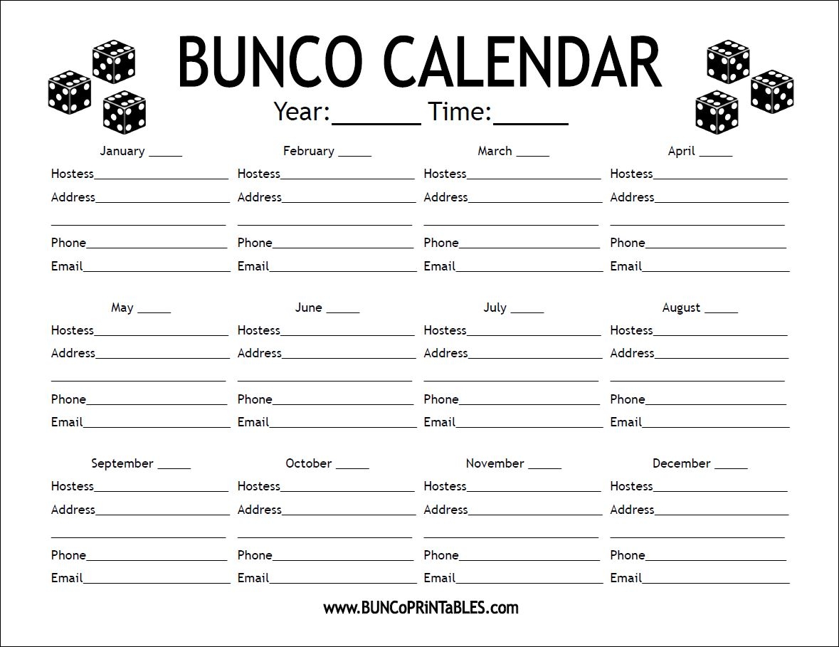 Free Printable Bunco Score Sheets Pdf