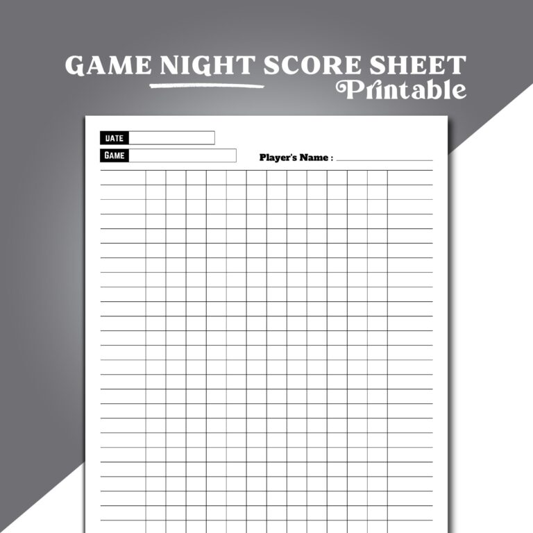 Game Night Score Sheets Blank Board Game Score Sheets Family 