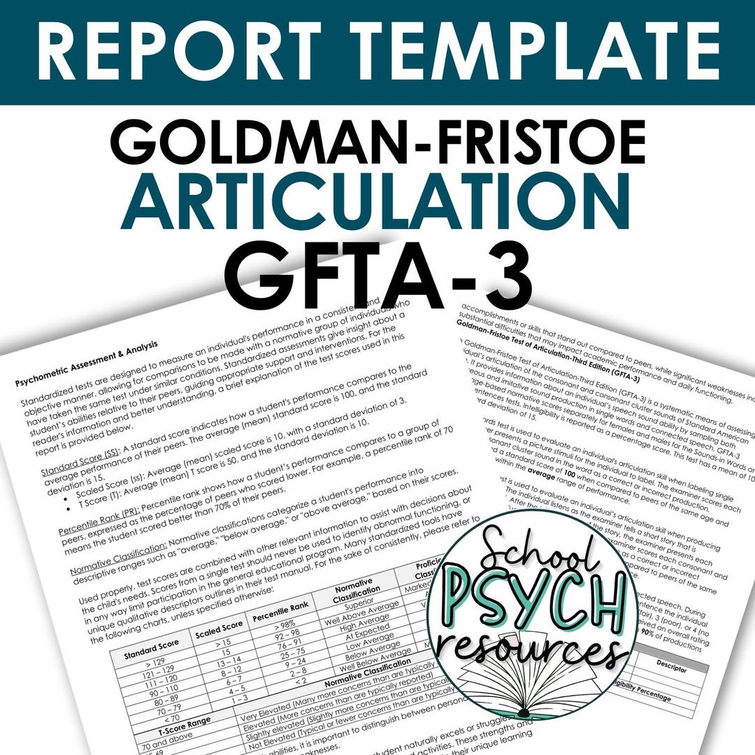 GFTA 3 Report Template Speech Language Special Education Assessment Evaluation Special Education Digital Template Instant Download Etsy