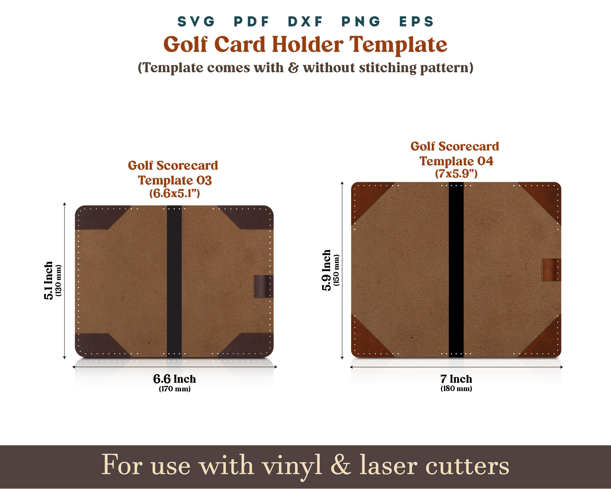 Golf Scorecard Holder SVG Template 4 Size Golf Scorebook Cover PDF SVG Pattern With Sewing Stiches Cricut Glowforge Leather Laser Cut File Etsy UK