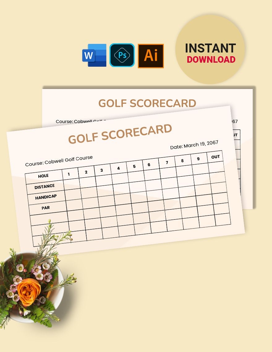 Golf Scorecard Template In Illustrator PSD Word Download Template