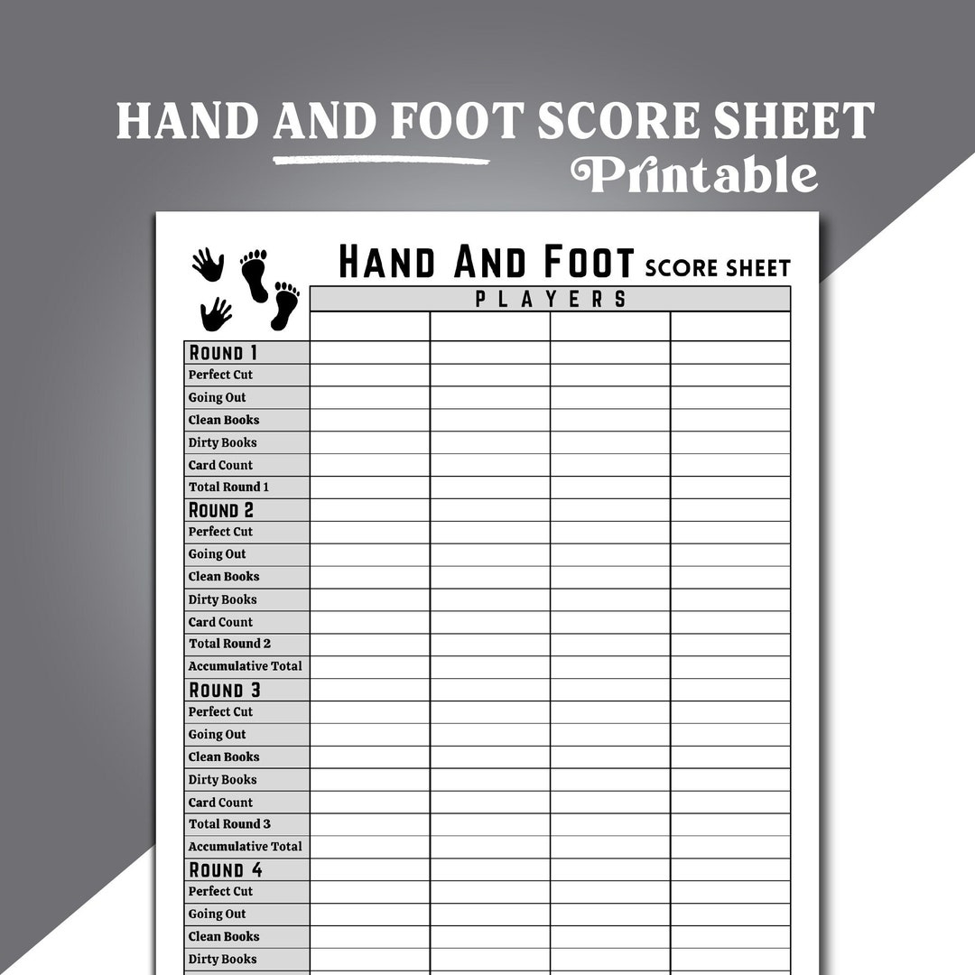 Free Card Game Score Sheet