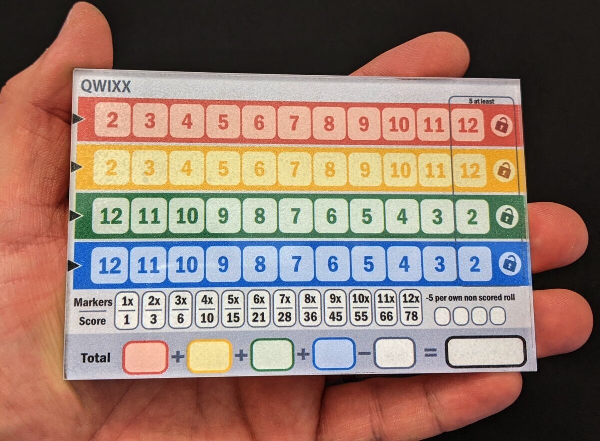 Printable Qwixx Score Sheet