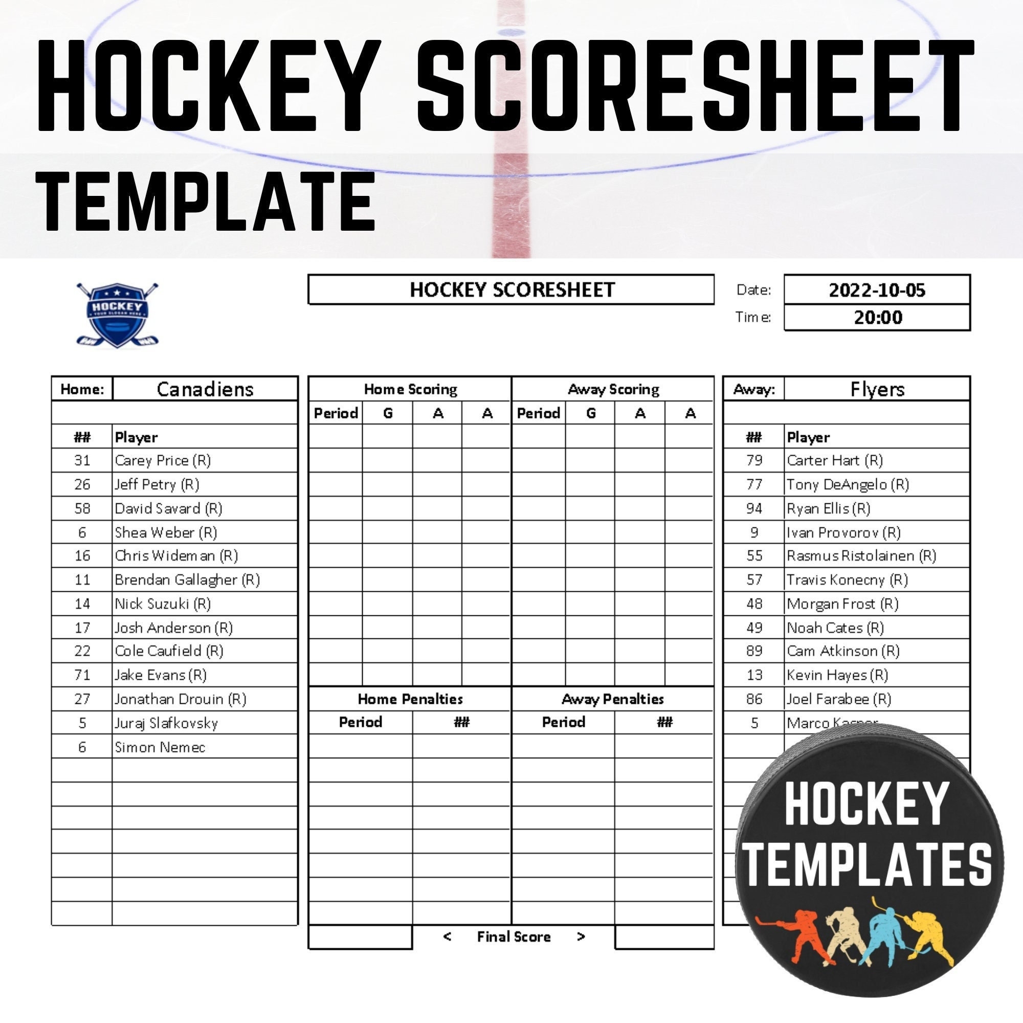 Hockey Score Sheet Template Team Roster Player Management Spare List And Fees Score Keeper League Organizer Tool Editable Printable Hockey Score Sheet Template Team Roster Player Management Spare List And Fees Score Keeper League Organizer Tool Editable Printable