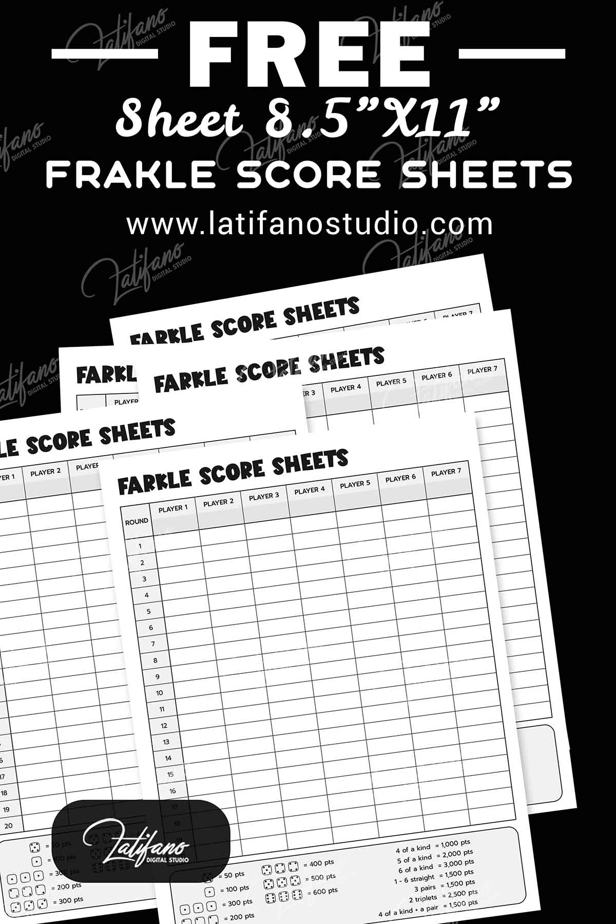 Printable Farkle Score Sheet Free