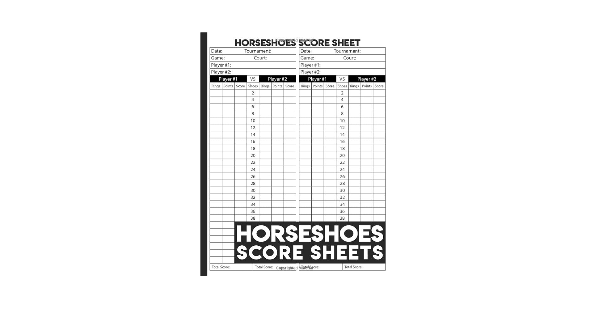 Horseshoes Score Sheets 130 Large Horseshoe Score Pads For 
