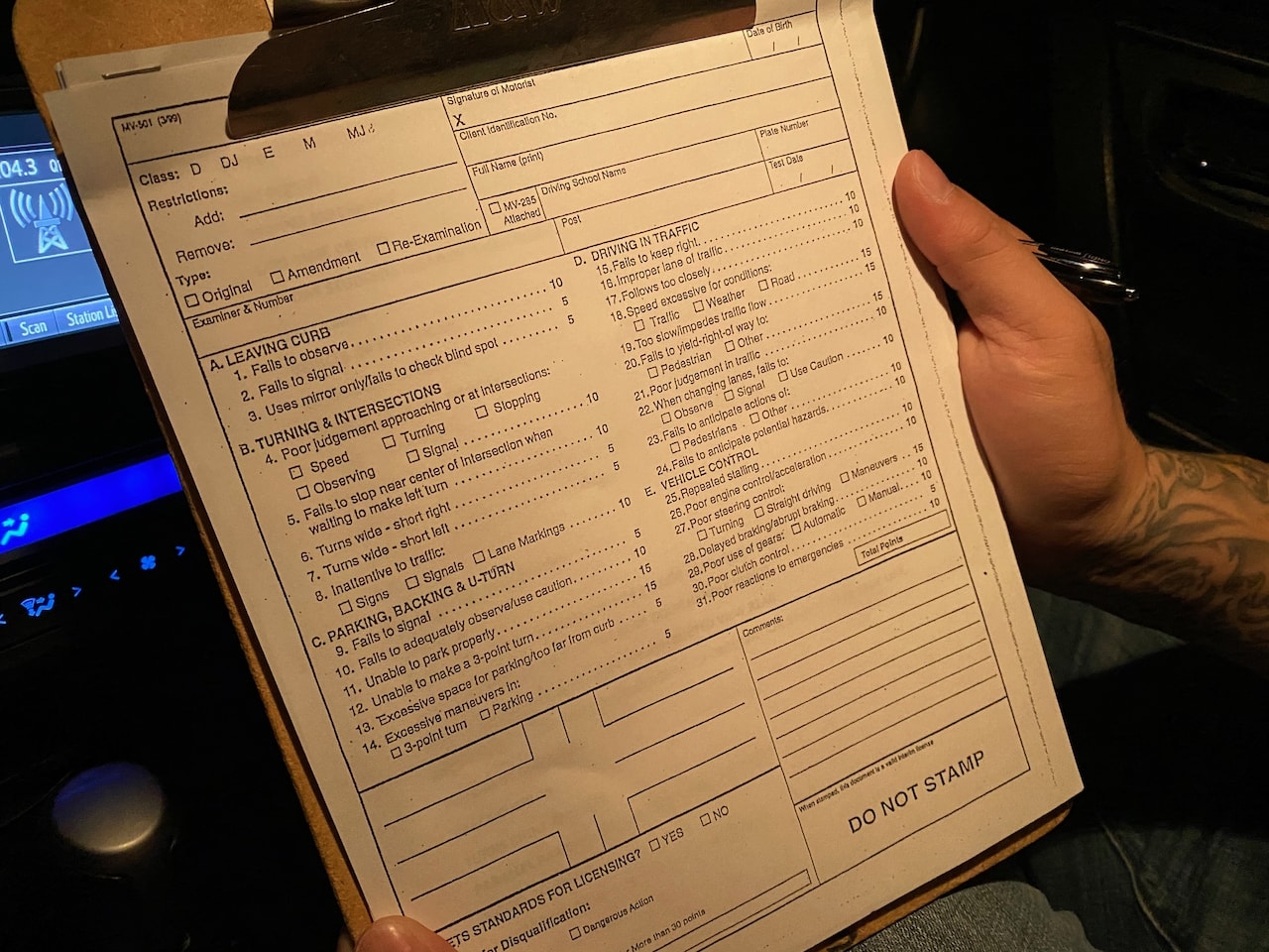 Ca Dmv Driving Test Score Sheet