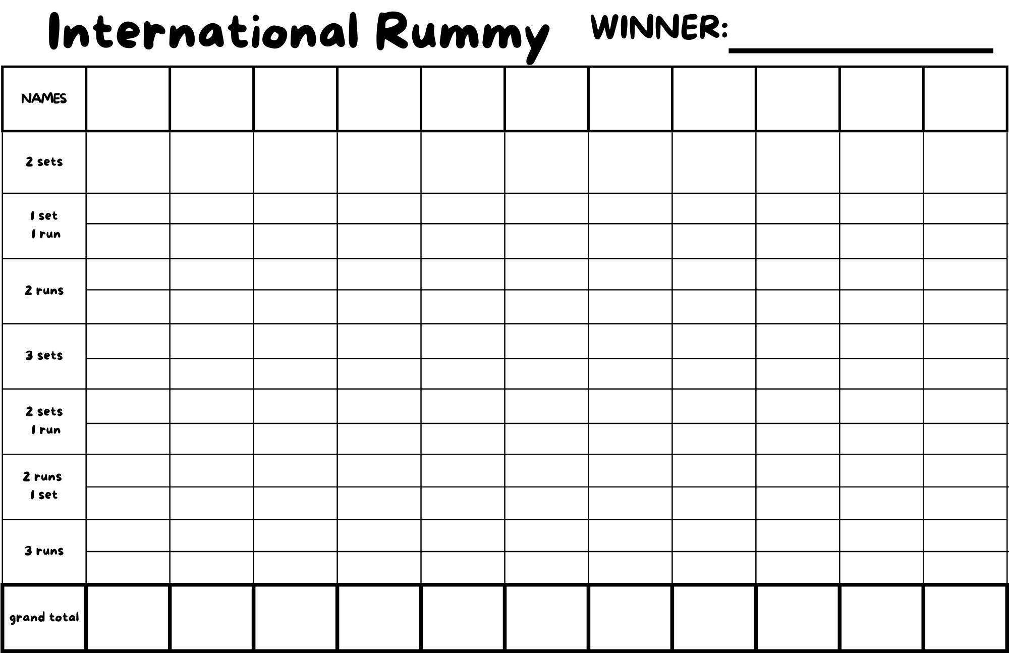International Rummy Card Game Score Sheet Etsy Canada