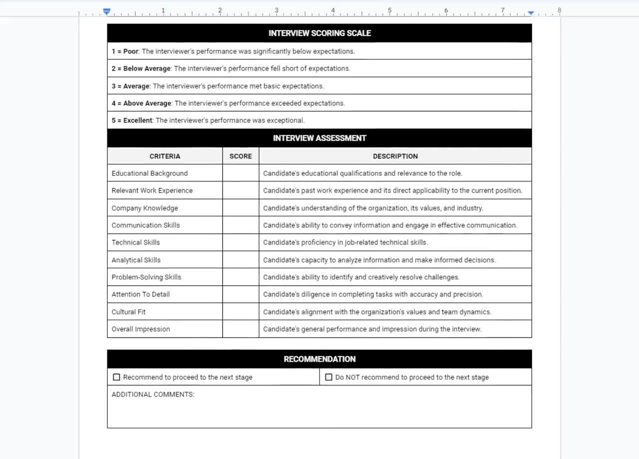 Phd Interview Score Sheet Template Pdf