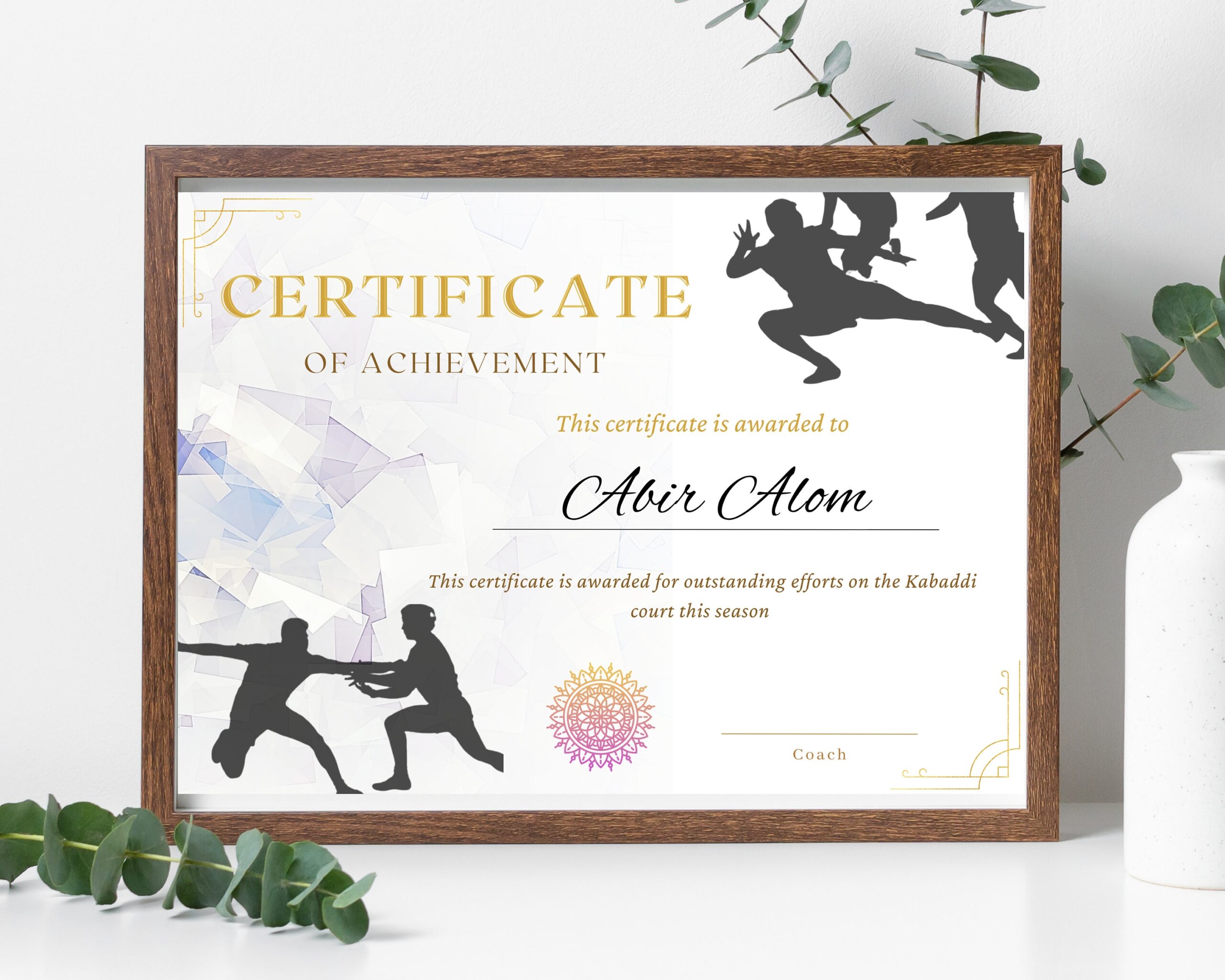 Kabaddi Certificate Template Instant Download High Quality Fully Customizable Design To Recognise Individual Or A Team s Achievements Etsy