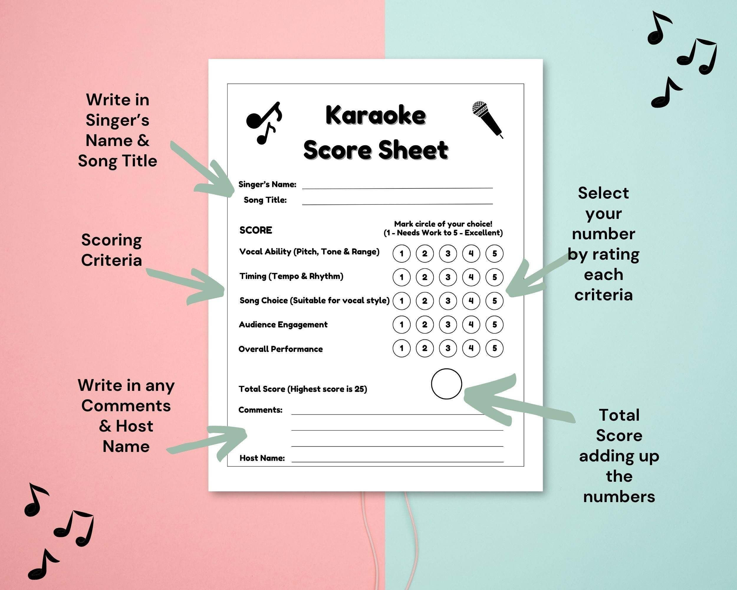 Karaoke Contest Score Sheet Printable Singing Contest List Best Singing Voice Karaoke Event Competition Scoring Singer s Performance Etsy Karaoke Contest Score Sheet Printable Singing Contest List Best Singing Voice Karaoke Event Competition Scoring Singer s Performance Etsy