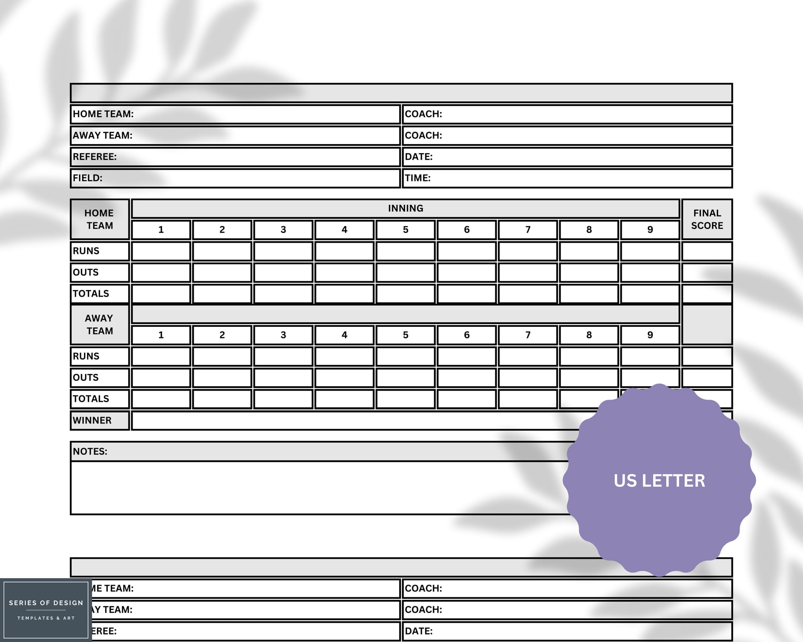 Printable Kickball Score Sheet