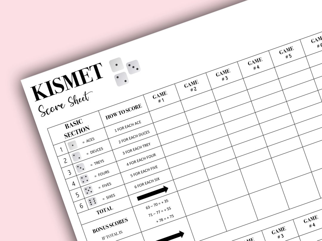 Kismet Score Card Kismet Scoresheet Printable File