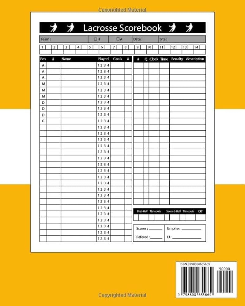 Lacrosse Scorebook Lacrosse Score Pads Lacrosse Stat Book Lacrosse Score Sheets For Scorekeeping This Book For Mens And Womens U0026 Girls Gift