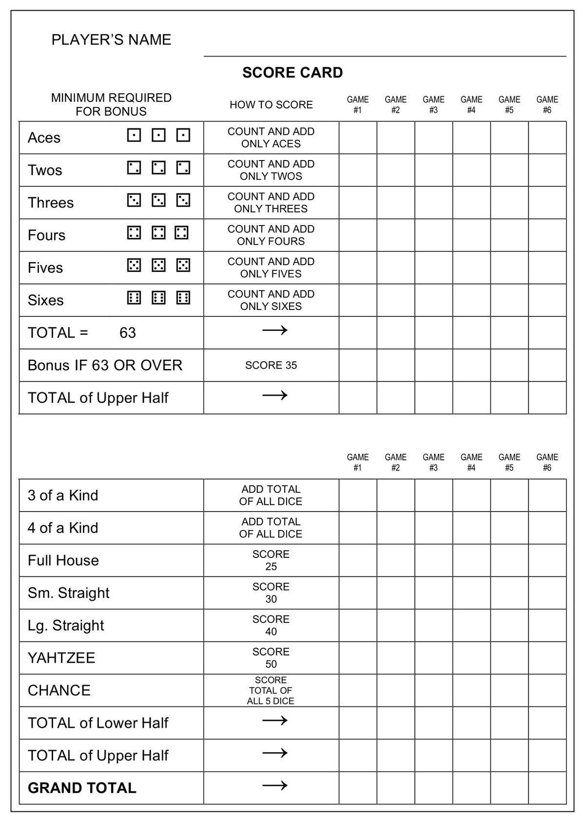 Large Yahtzee Score Sheets 10 Free PDF Printables Printablee Large Yahtzee Score Sheets 10 Free PDF Printables Printablee