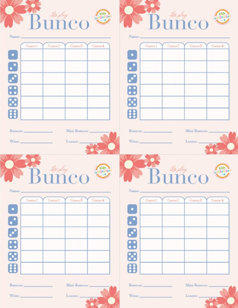 Make A Bunco Party Box With Free Printable Bunco Score Sheets Kids Activities Blog