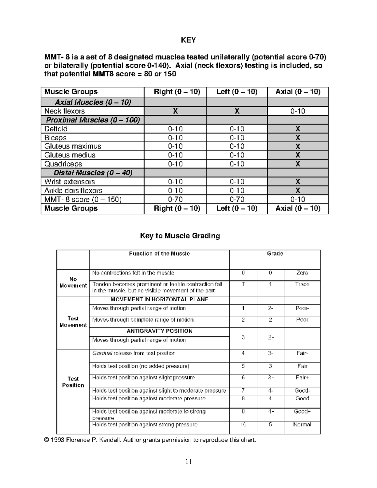 Manual Muscle Testing Procedures 4 KEY MMT 8 Is A Set Of 8 Designated Muscles Tested Unilaterally Studocu