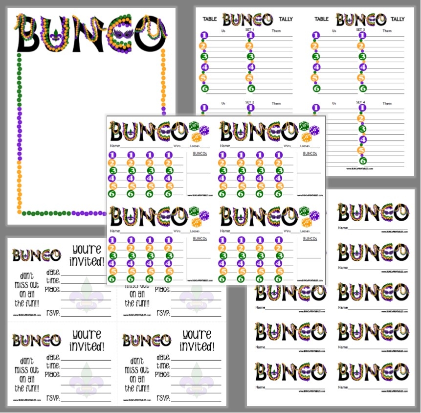 Mardi Gras Madness Bunco Set Bunco Printables