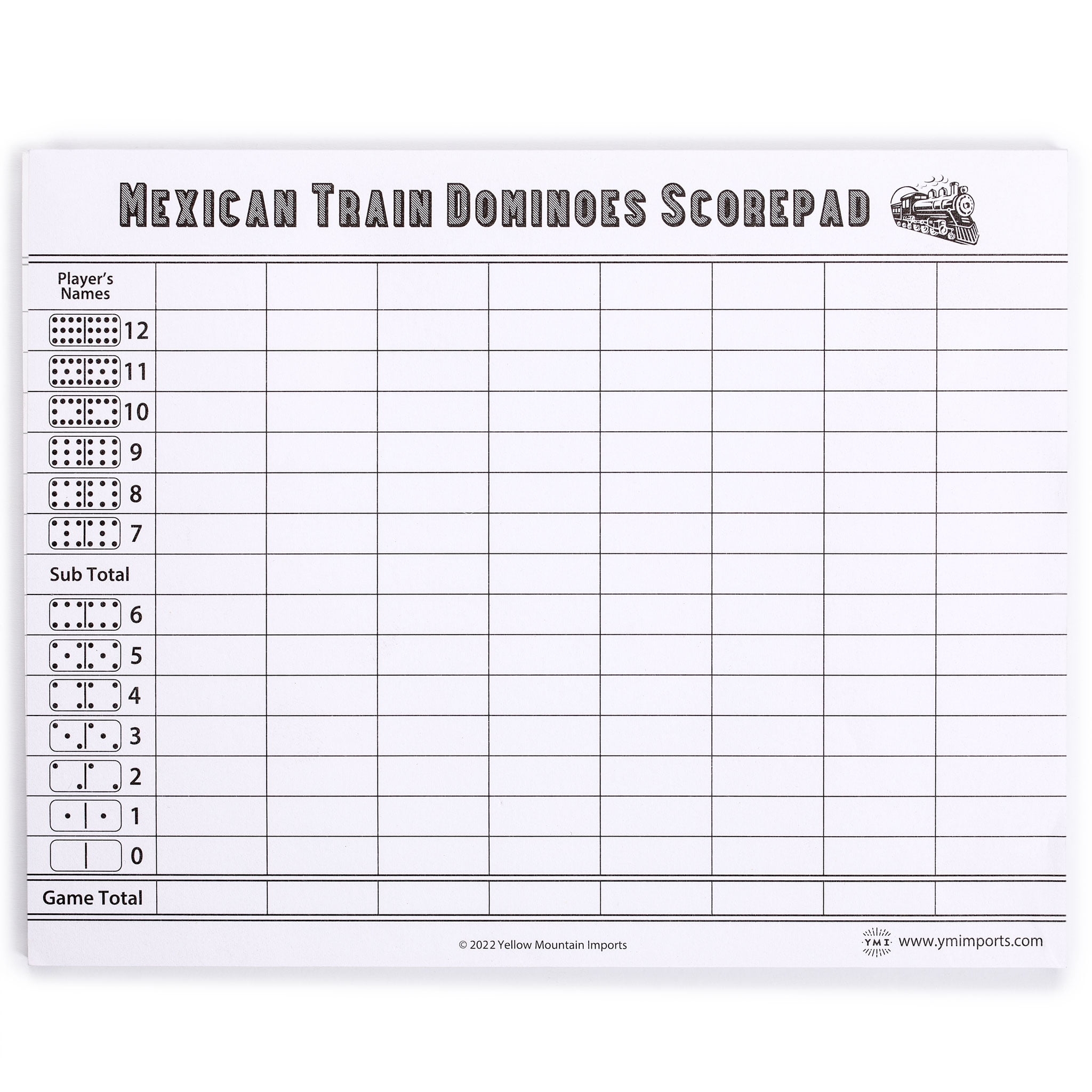 Mexican Train Dominoes Scorepad 50 Sheets Walmart