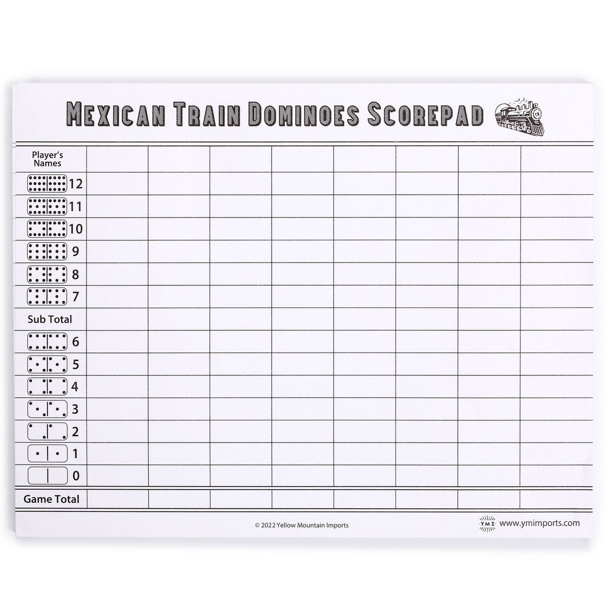 Mexican Train Dominoes Scorepad 50 Sheets Mexican Train Dominoes Scorepad 50 Sheets