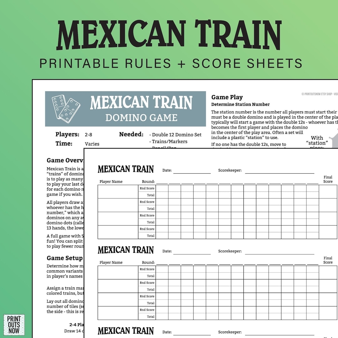 MEXICAN TRAIN Printable Rules U0026 Scoresheets Print As Many As You Need Easy Print At Home Download Etsy MEXICAN TRAIN Printable Rules U0026 Scoresheets Print As Many As You Need Easy Print At Home Download Etsy