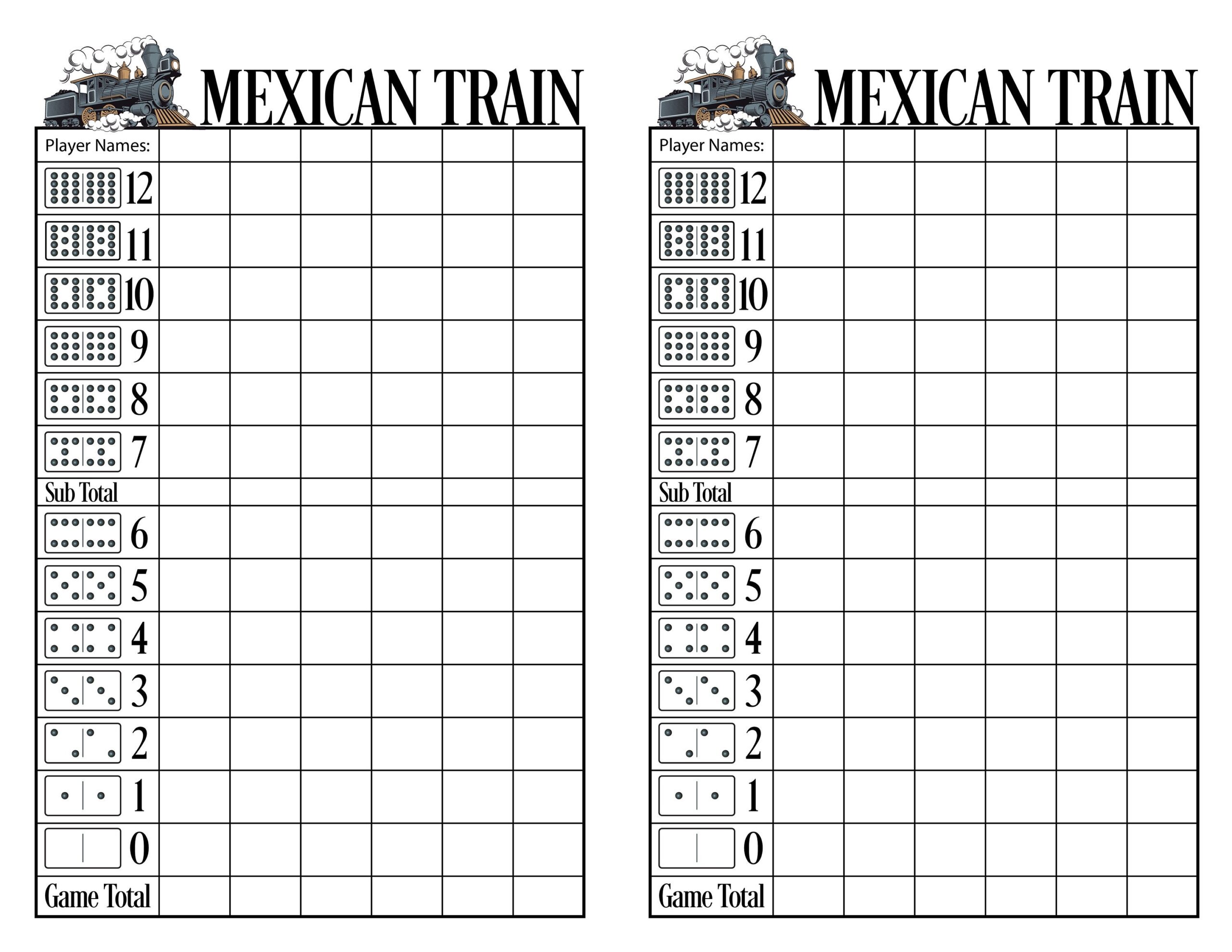 Mexican Train Score Sheet Pdf Mexican Train Score Sheet Pdf