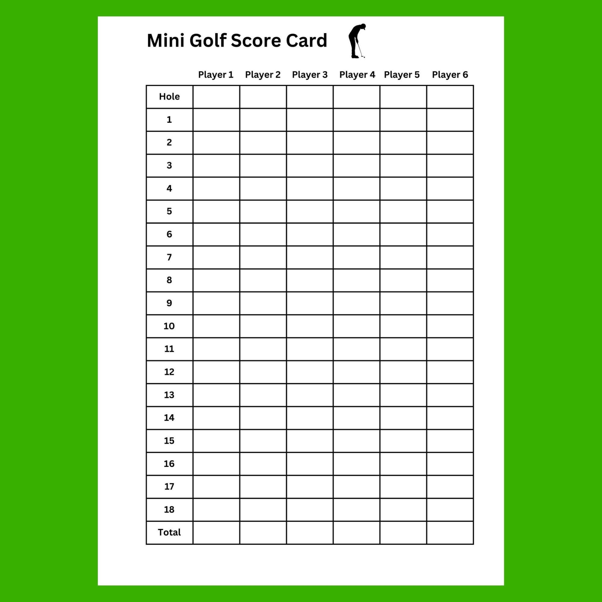 Printable Golf Tournament Score Sheet