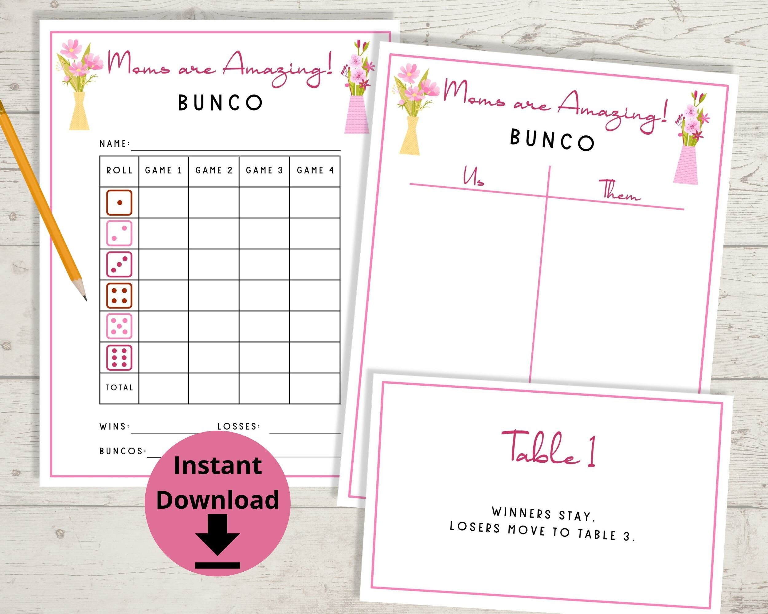 Mother s Day Day Bunco Bunco Printables Bunco Game Moms Day 