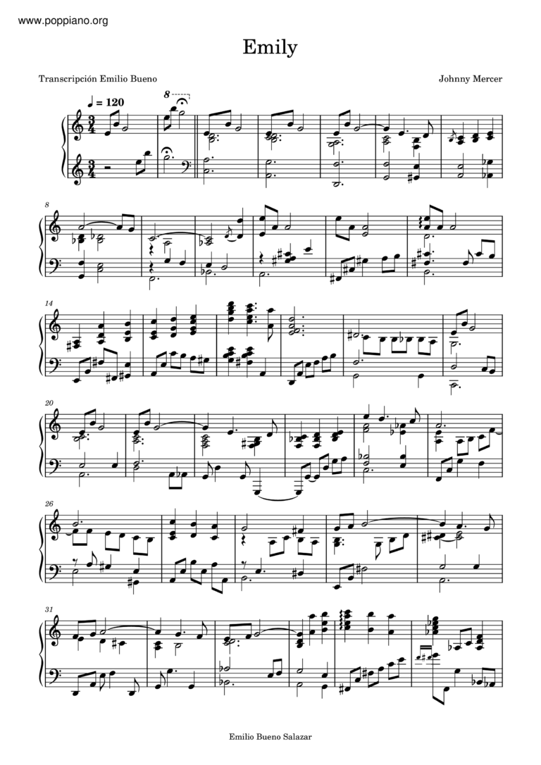  Movie Soundtrack Emily Sheet Music Pdf Free Score Download 