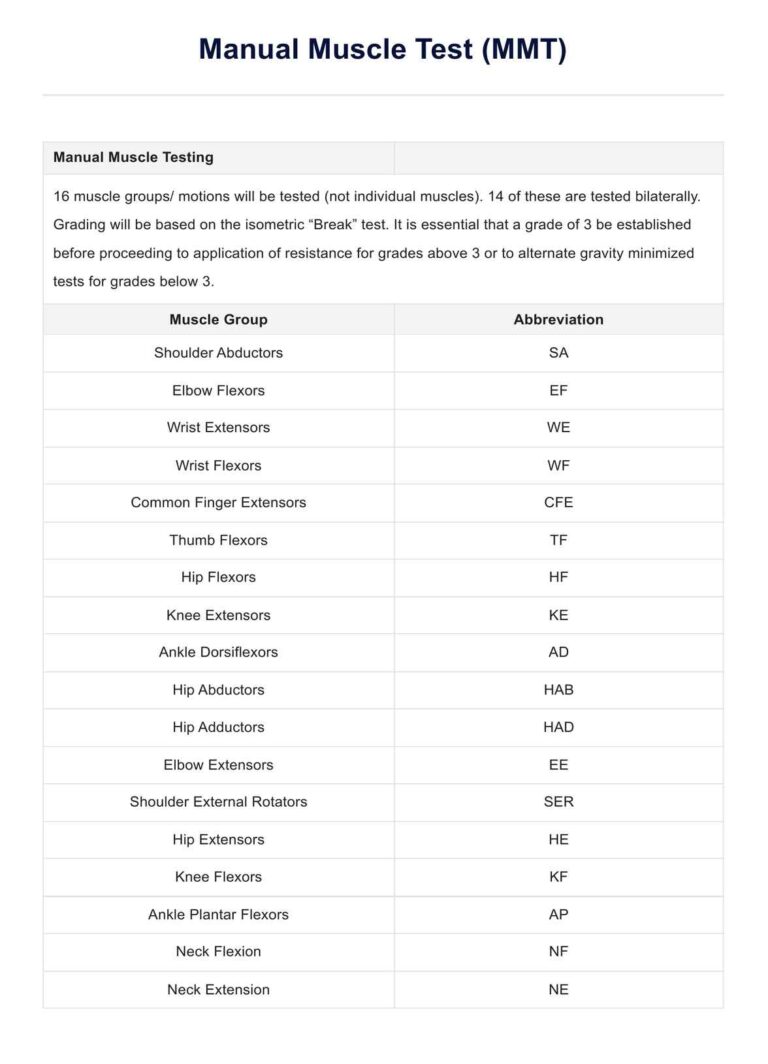Muscle Test U0026 Example Free PDF Download
