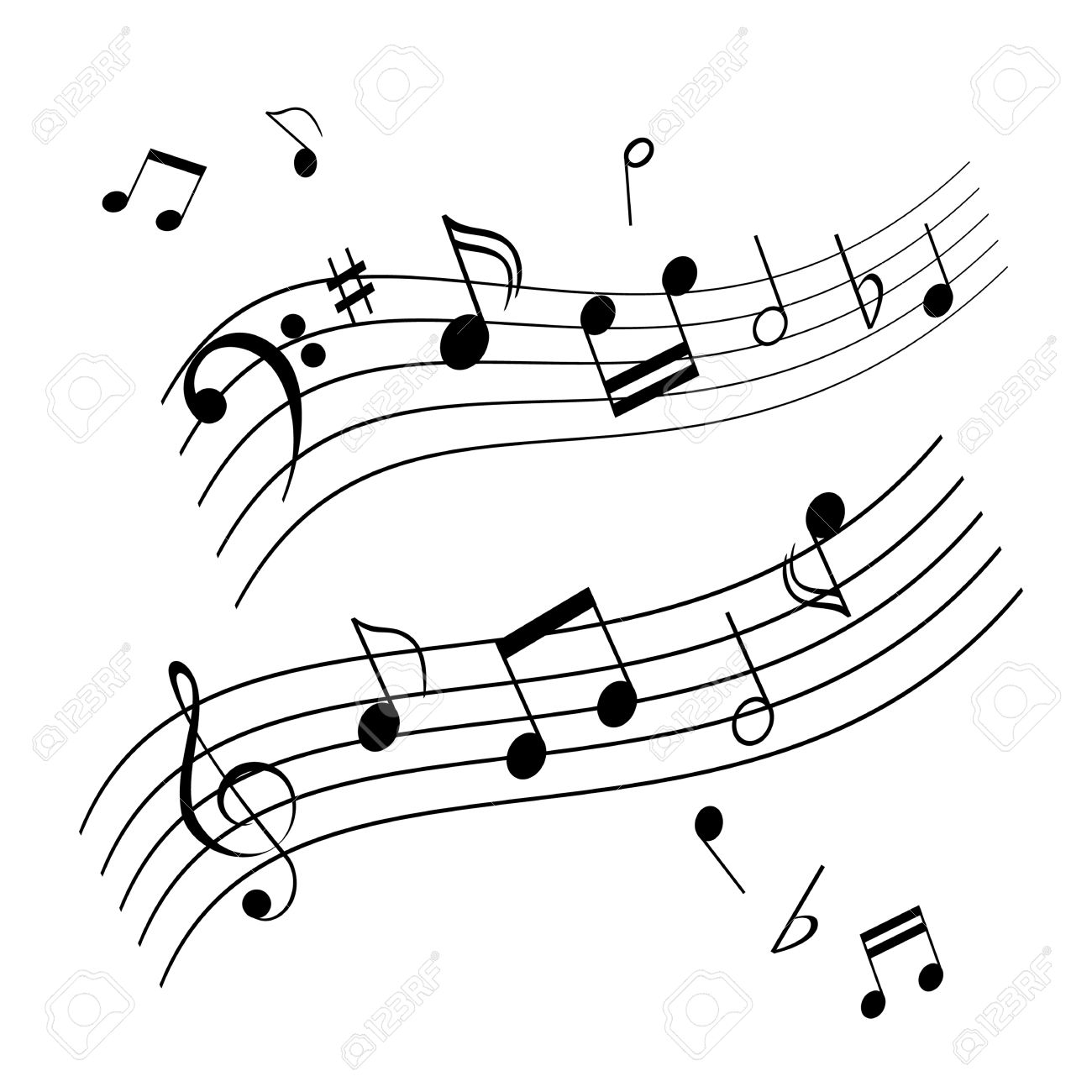 Musical Notes On Music Sheet Royalty Free SVG Cliparts Vectors 