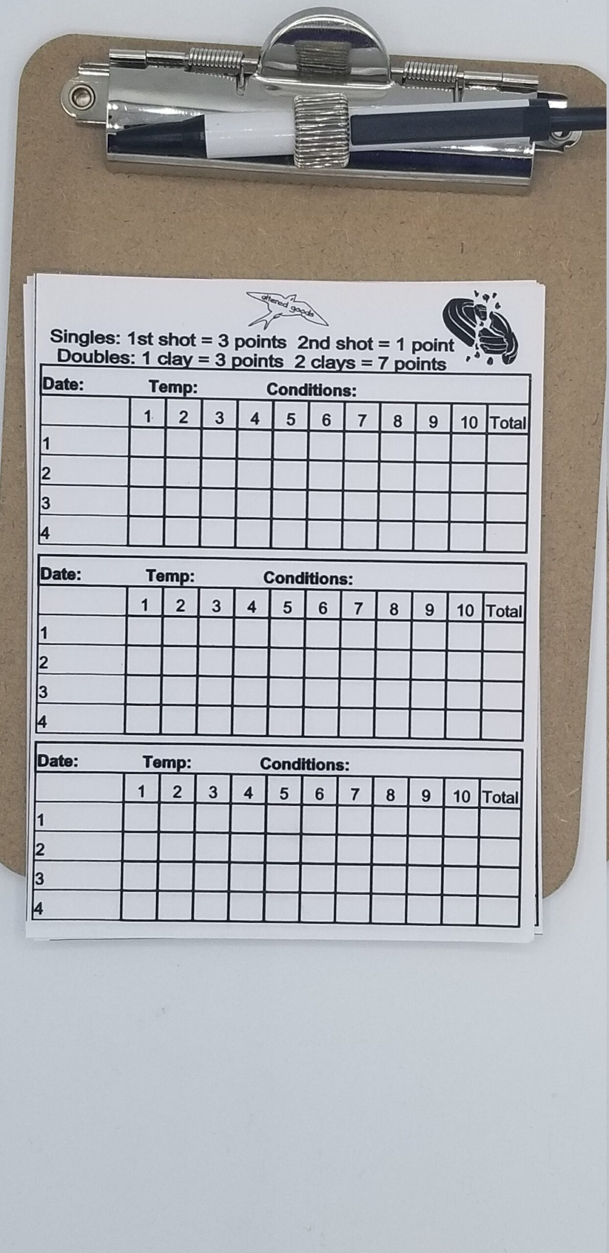 Nothin But Dust Clay Pigeon Shooting Score Card And Clipboard Etsy New Zealand