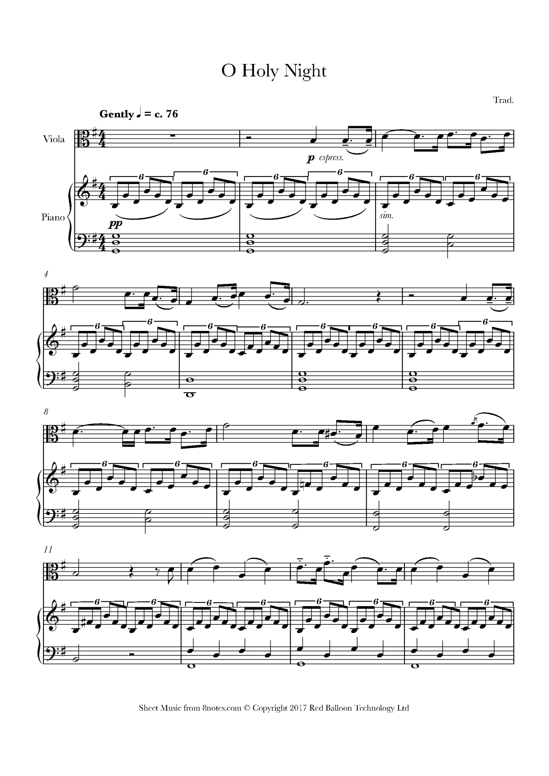 O Holy Night For Viola Free Sheet Music For Viola 8notes O Holy Night For Viola Free Sheet Music For Viola 8notes