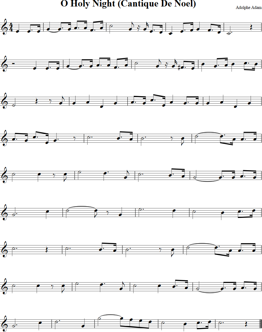 O Holy Night Free Score Sheet O Holy Night Free Score Sheet