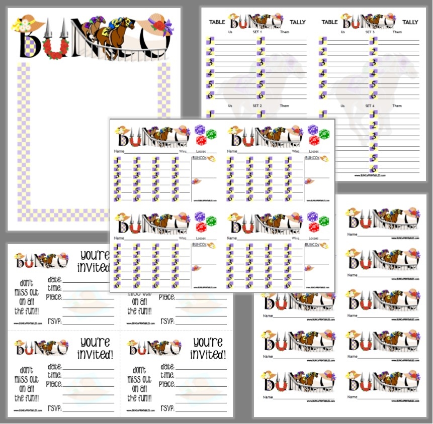 Off To The Races Bunco Set Bunco Printables Off To The Races Bunco Set Bunco Printables