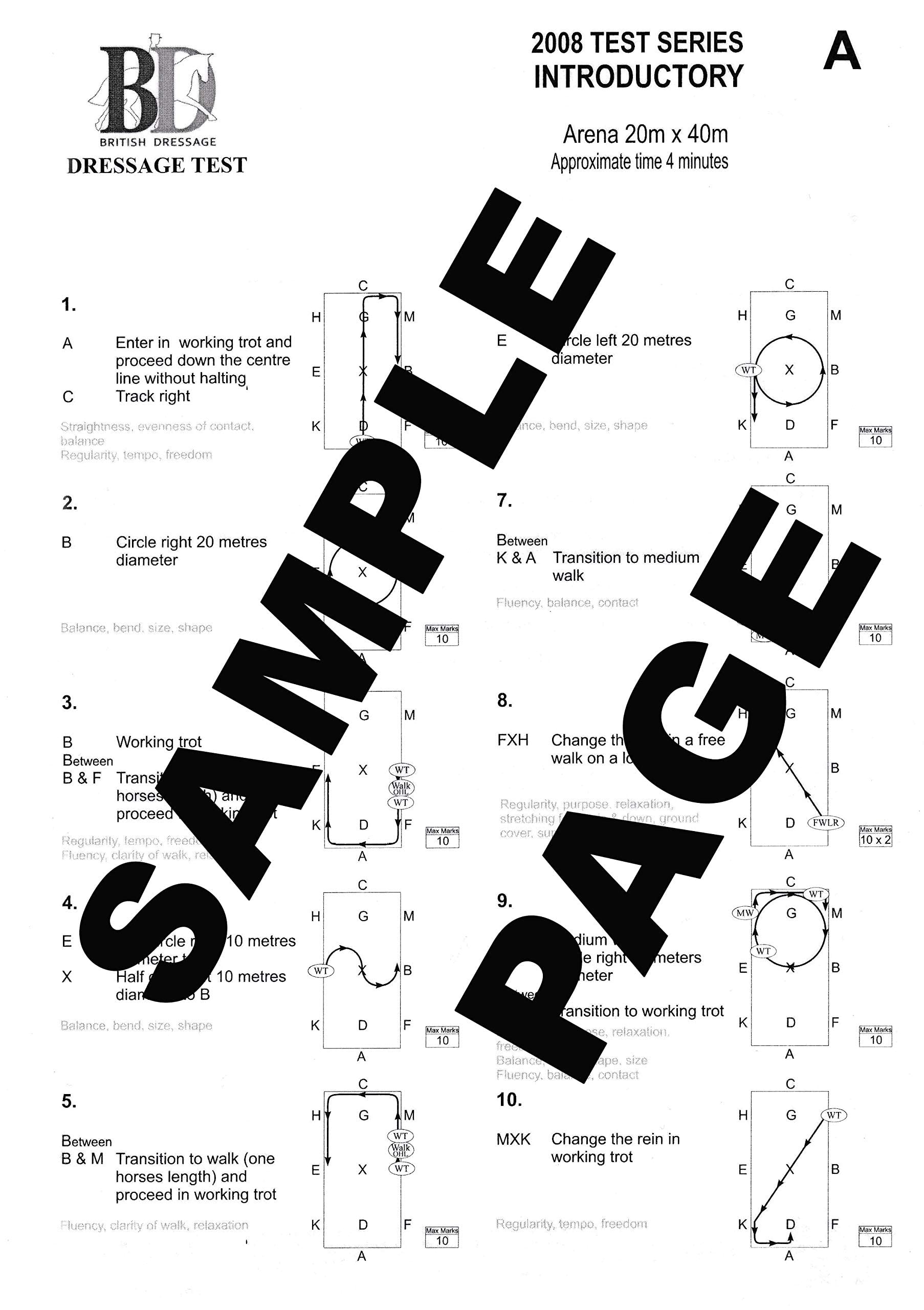 Official Laminated British Dressage Tests With Diagrams Preliminary Test Set Amazon co uk Business Industry U0026 Science