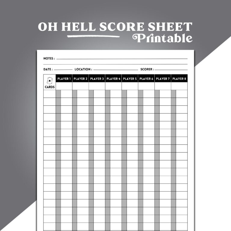 Oh Hell Card Game Score Sheet Printable Oh Hell Score Sheet Oh Hell Card Game Scoring Letter And A4 Sizes Included Etsy UK