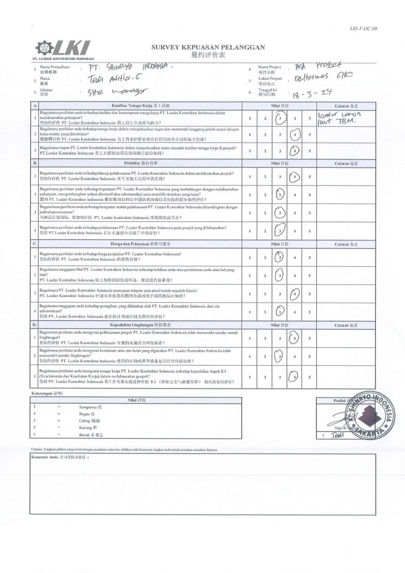 Our Client Say PT Leader Kontraktor Indonesia