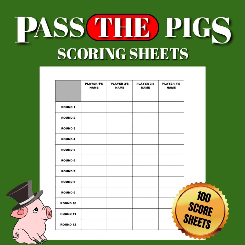 Pass The Pig Score Sheets 100 Page Score Keeping Book For 4 Players Scoring Guide Included Pass The Pig Score Sheets 100 Page Score Keeping Book For 4 Players Scoring Guide Included
