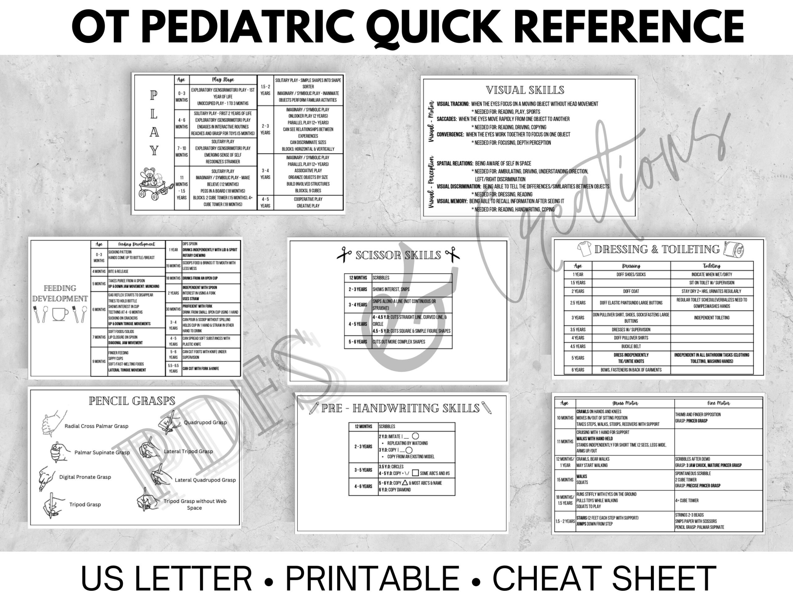 Pediatric Occupational Therapy Quick Reference Cheat Sheet Pocket Sized New Grads Gift Physical Therapy Occupational Therapy Etsy
